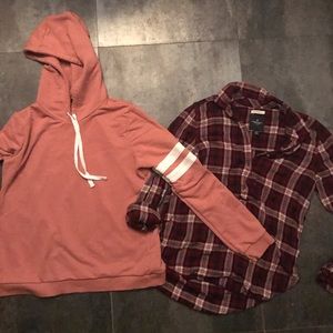 Forever 21 hoodie & American Eagle flannel